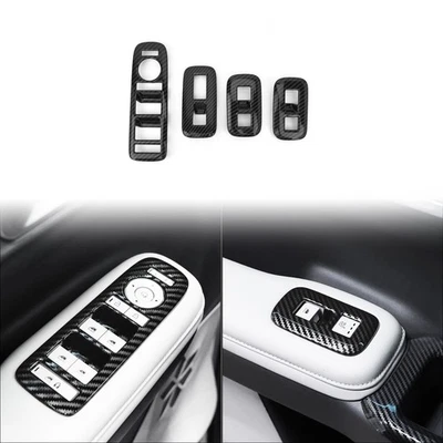 Cubierta de panel de interruptor de elevación de ventana ABS de fibra de carbono para Hyundai Santa Fe 2024+ Foto 1 de 4