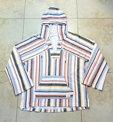 Poncho de Playa Roxy Tequila Baja Sudadera con Capucha Rayas Pasteles Talla Med. Pocket C5 Foto 1 de 4