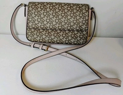 DKNY Sina Flap Gold Chain Crossbody Shoulder Bag DKNY Signature Print - Image 1 of 4