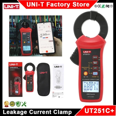 UNI-T UT251C+ Digital AC Leakage Current Clamp Meter Bluetooth LPF Harmonic Test - Image 1 of 4