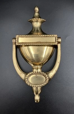 Vintage Solid Brass Door Knocker Lidded Urn Design - 19.5cm long - image 1 of 4
