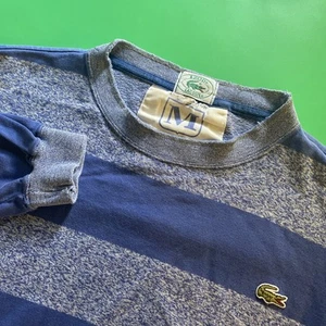 Maglione vintage Izod Lacoste maglione uomo taglia media blu a righe pullover manica lunga - Foto 1 di 6