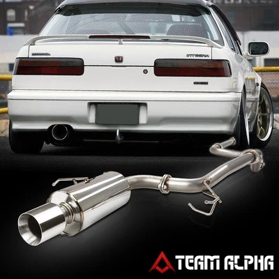 Fits 1990-1993 Acura Integra [4" BEVELED TIP MUFFLER] SS Catback Exhaust System - Image 1 of 4