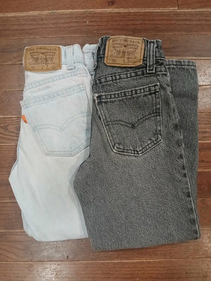 Levi's 550 оранжевый вкладка и черный вкладка комплект детский размер 8 сделано в США винтажные джинсы - Изображение 1 из 4