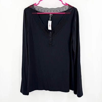 Top de pijama Cosabella Perugia talla grande nuevo con etiquetas negro suave sueño cómodo manga larga Foto 1 de 4