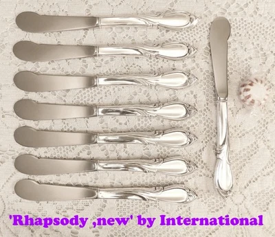 Rhapsody, new (1957) ~ 8 - Individual Butter Spreaders ~ International Sterling - Image 1 of 4