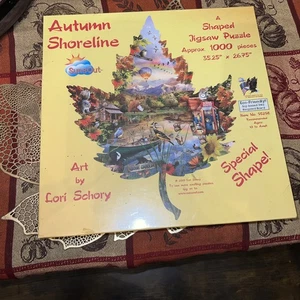 Sunsout Autumn Shoreline Leaf Shaped 1000 Piece Jigsaw Puzzle by Lori Schory New - Picture 1 of 2