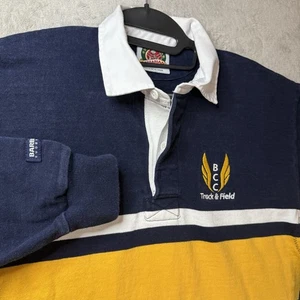Vintage Barbarian Rugby Wear Poloshirt L blau gelb schwer langarm Baumwolle - Bild 1 von 11