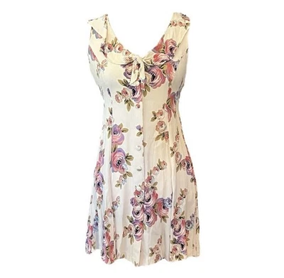 Vintage 90s Betsey Johnson Floral Button Up Mini Dress Size L - Image 1 of 4