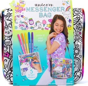 Color Your Own Unicorn, Personalized Doodle Messenger Bag with Adjustable Strap, - Picture 1 of 12