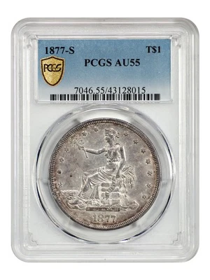 1877-S Comercio $1 PCGS AU55 - Dólar comercial - Gran tipo de moneda Foto 1 de 4