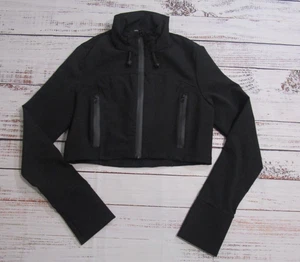 Zara Black Cropped Full Zip Mock Neck Long Sleeve Jacket Coat Youth Girls XS - Picture 1 of 8