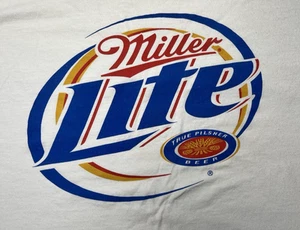 Vintage Anvil Miller Lite T-Shirt Men’s XL White Beer Logo Y2K Cotton Tee - Picture 1 of 5