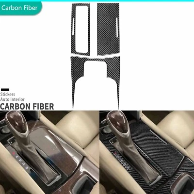 Cubierta de panel de cambio de marchas de consola de fibra de carbono real 3 piezas para Cadillac XTS 2013-2019 Foto 1 de 4