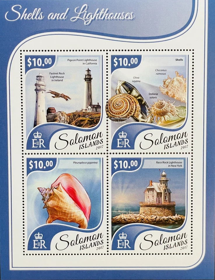 SOLOMON ISLANDS LIGHTHOUSES & SEA SHELLS STAMPS SHEET MNH 2017 LIGHTHOUSE MARINE - Image 1 of 1