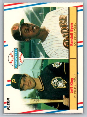 1988 Fleer 653 Jeff King Rookie Card Randall Byers Pirates - Image 1 of 2