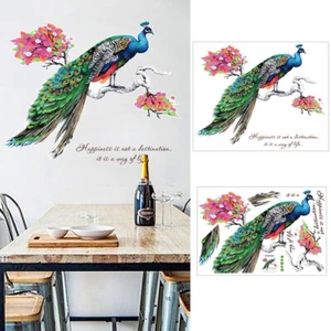 Colorful Peacock On Tree Branch Wall Stickers Living Room Bedroom Home Dec-wq - Picture 1 of 8