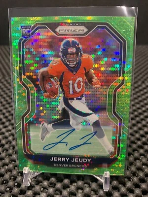 2020 Panini Prizm Jerry Jeudy Neon Green Pulsar Rookie Auto Broncos - Image 1 of 2