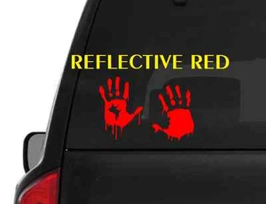 Reflective Bloody Hand Print (M49) Zombie Outbreak Vinyl Decal Sticker Car/Truck - Picture 1 of 2
