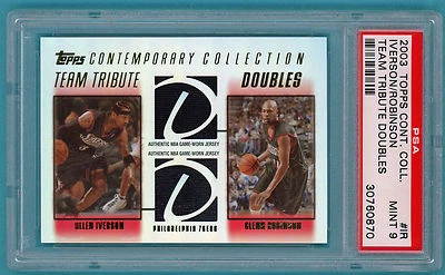 2003 Topps Contemporary Coll. Iverson/Robinson Game used Jersey #IR PSA 9! POP1 - Image 1 of 2