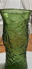 Vintage MCM Emerald Green Crinkle Glass Vase E. O. Brody Co. Cleveland Ohio