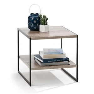Modern Contemporary Metal & Wood Industrial Style Design Wood Metal Side Table - Picture 1 of 1