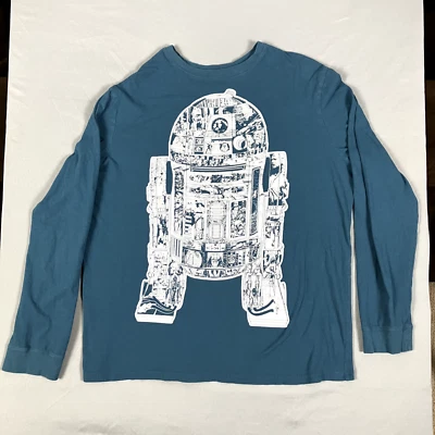 Star Wars R2D2 Размер XL Графическая Рубашка Художественный Принт Длинный Рукав Синий Коллаж Fifthsun - Изображение 1 из 4
