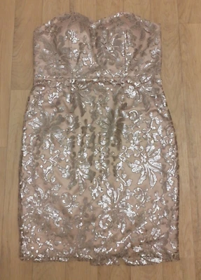 Next Size 16 Gold Lace Strapless Evening/Party Dress - Image 1 of 4