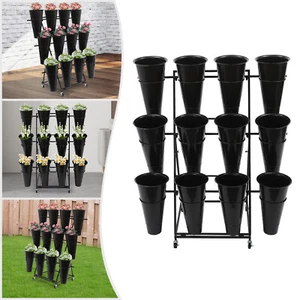 Home Balconies Garden 3-tier Flower Holder, Flower Display Stand With 12 Buckets - Picture 1 of 20