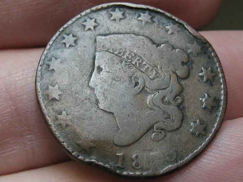 1819 Matron Head Large Cent Penny- Small Date, 5.7 Grams, Missing Reverse! Cover