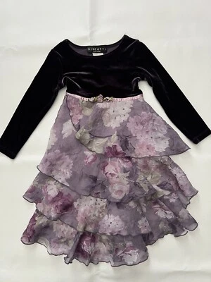 Biscotti Vintage Purple Velvet Dress Tiered Girls Size 4T Whimsigoth Party - Image 1 of 4