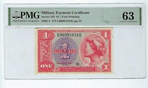 MPC 591 $1  Military Payment Certificate  PMG 63