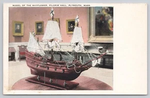 Model of the Mayflower Ship Pilgrim Hall Plymouth MA Massachusetts Postcard - Picture 1 of 2