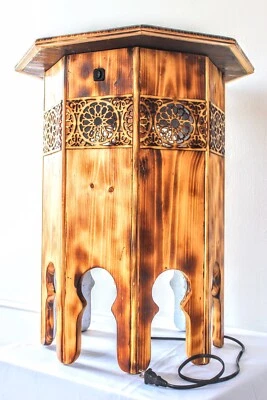 Unique Handcrafted Octagonal Moroccan Wood Side Table With Built In Light System - Image 1 of 4