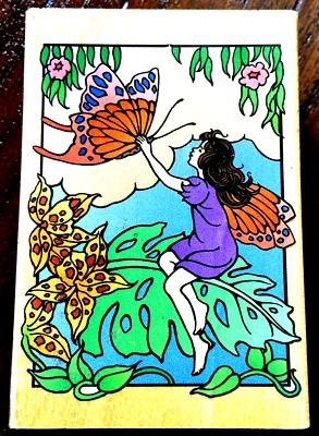 NEW INKADINKADO Fairy Garden Butterfy Large Handmade Rubber Stamp USA - Image 1 of 4