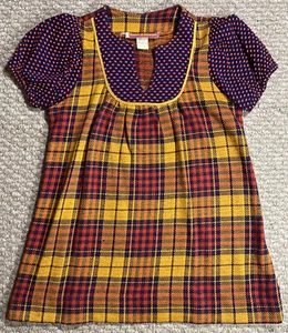 Vintage 1960/70s Dress Plaid Jumper School girl Homemade S Children’s - Picture 1 of 12