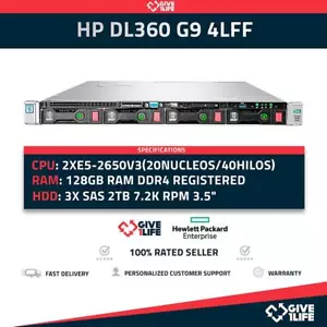 Servidor Rack HP DL360 G9 4LFF 2x E5-2650v3 +128GB RAM +P440AR +2PSU HSTNS-2146 - Imagen 1 de 7