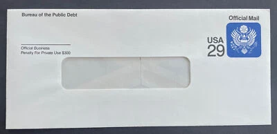 UO84a 1991 Official Mail Stamped Envelope 29c Window Recycled Under Flap - Image 1 of 3