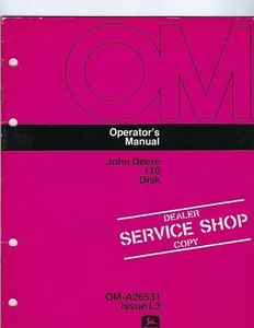 JOHN DEERE 110 DISK OPERATORS MANUAL OM A 26531 - Picture 1 of 1