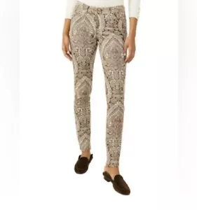 J. McLaughlin Brown and off white Mega Ravi Paisley Lexi Jeans Size 10 - Picture 1 of 13