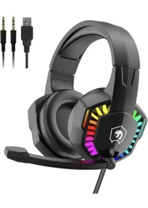 Rgb Gaming Headset with Noise Canceling Microphone Surround Sound LED Headphones - Picture 1 of 6