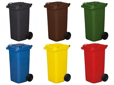 GARDIVO Mülltonne 120 Liter Abfalltonne schwarz gelb grün braun blau rot