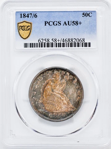 1847/6 LIBERTY SEATED 50C PCGS AU 58+ Cover