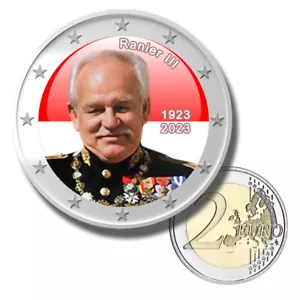 Moneda de 2 euros color 100 aniversario nacimiento Rainiero III Príncipe de Mónaco sin circular - Imagen 1 de 4