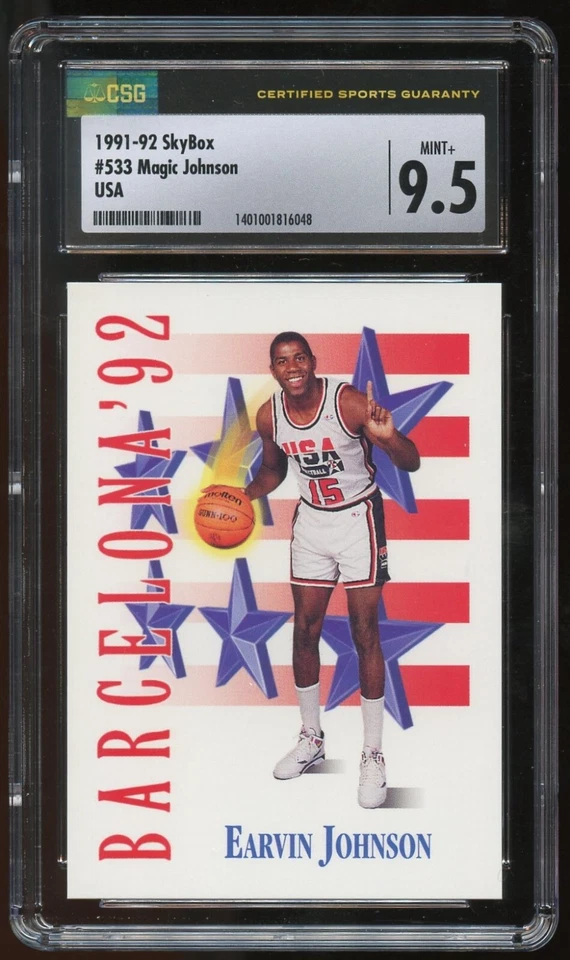 Magic Johnson #533 SkyBox 1991-92 Dream Team Basketball Trading Card CSG 9.5 - Image 1 of 1