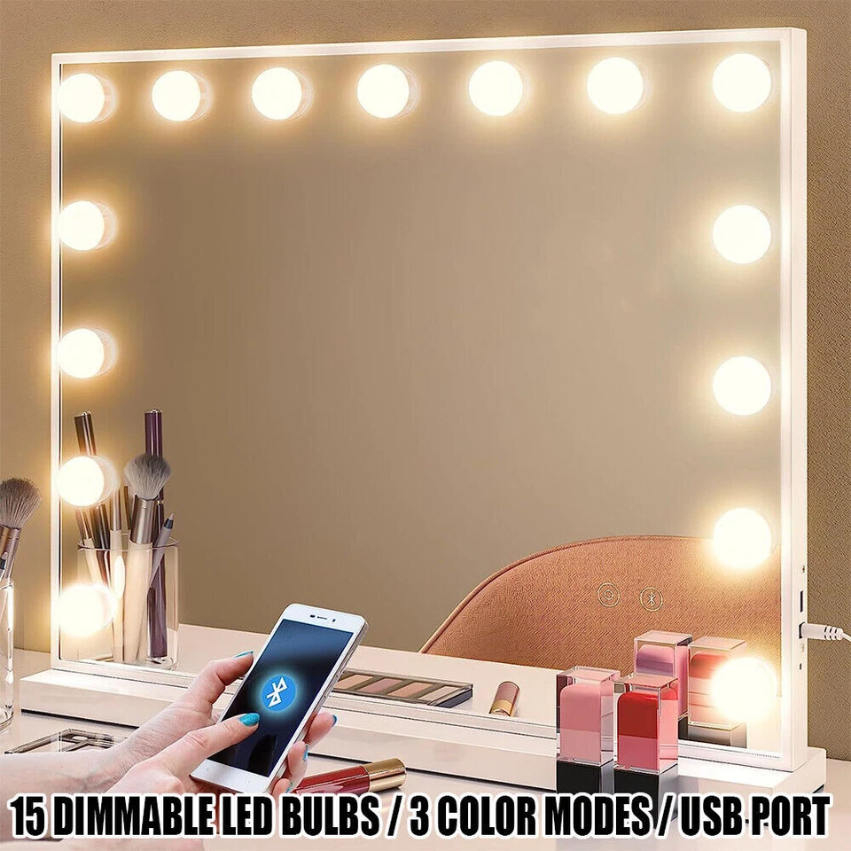 Hollywood Vanity Mirror with Lights and Bluetooth with Lights 15 LED Dimmable UK