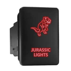 JURASSIC LIGHTS - Red Backlit Push In Switch 1.28"x 0.87" (Fit: Toyota) - Picture 1 of 6
