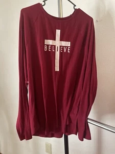I believe Christian Burgundy long sleeve men’s shirt - Picture 1 of 4
