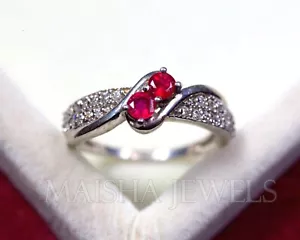 925 Sterling Silber natürlicher runder Rubin Juli Geburtsstein Verlobung Geschenk - Bild 1 von 8