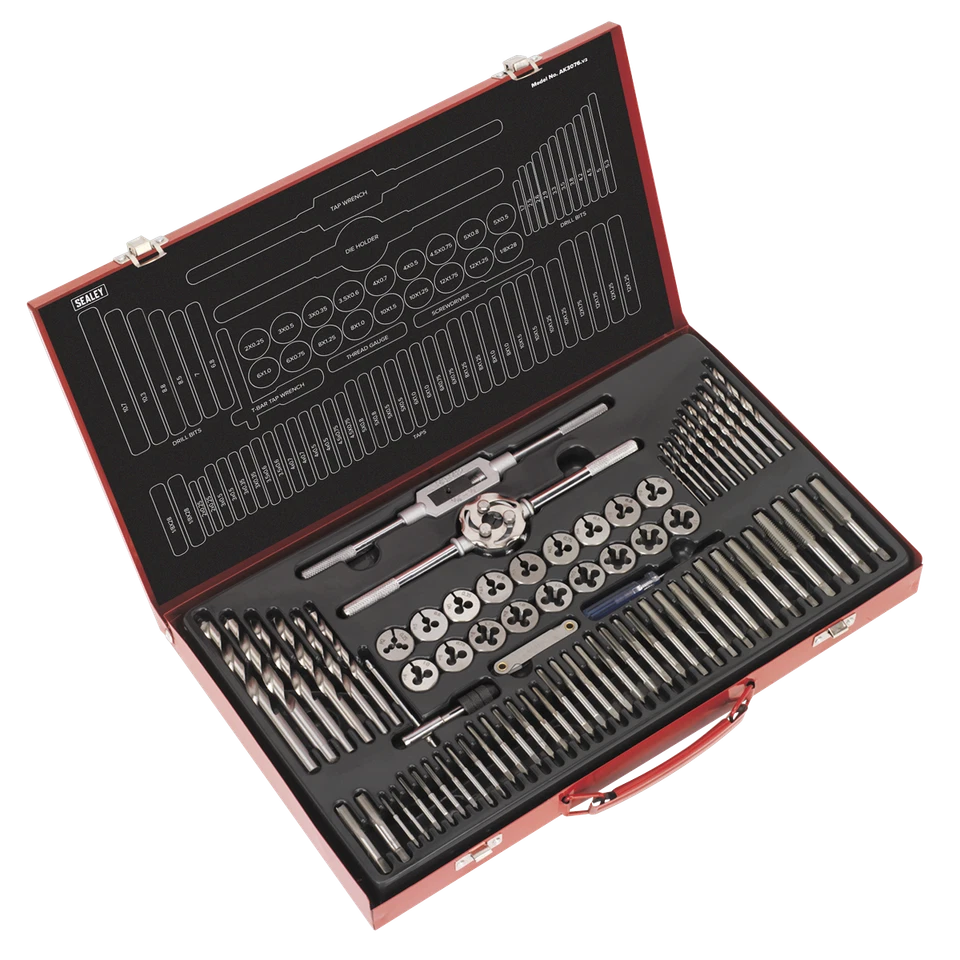 Conjunto de torneiras e matrizes 76 peças moldes divididos métricos - Sealey AK3076 novo - Imagem 1 de 1